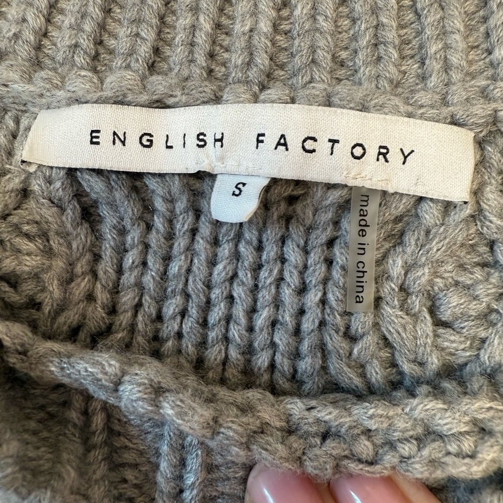 English Factory Mixed Media Cable Knit Down Midi Dress Size Small - Picture 3 of 10